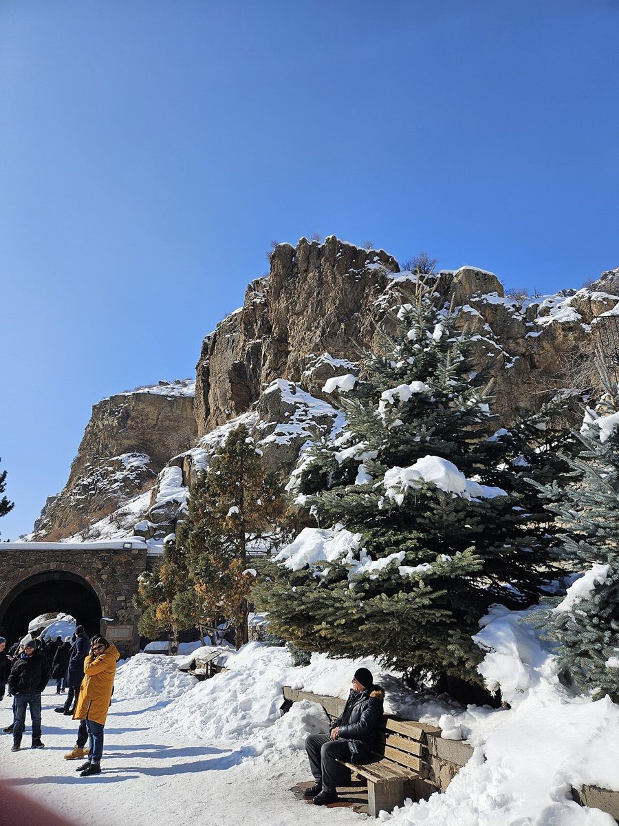 Geghard Monastery in snow